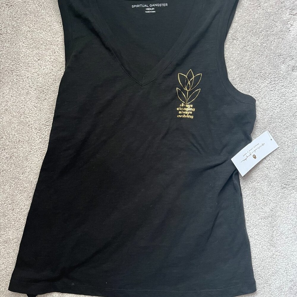 NWT Spiritual Gangster Black Tank Always Changing Always Evolving Medium